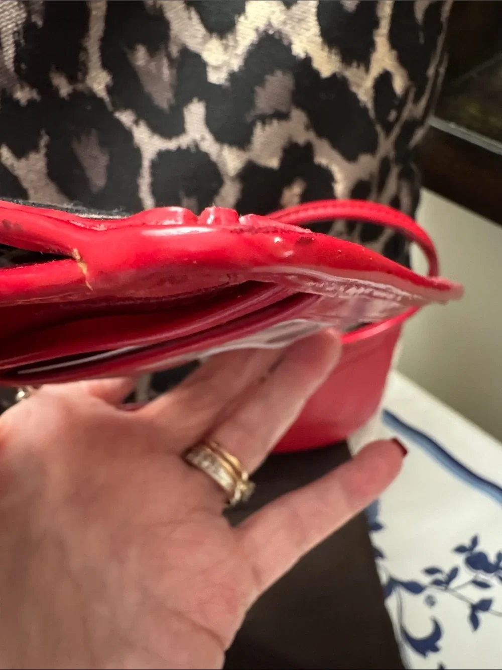 Coach Parker Leopard-Print (Ocelot) Shoulder / Hobo Bag with Red Trim